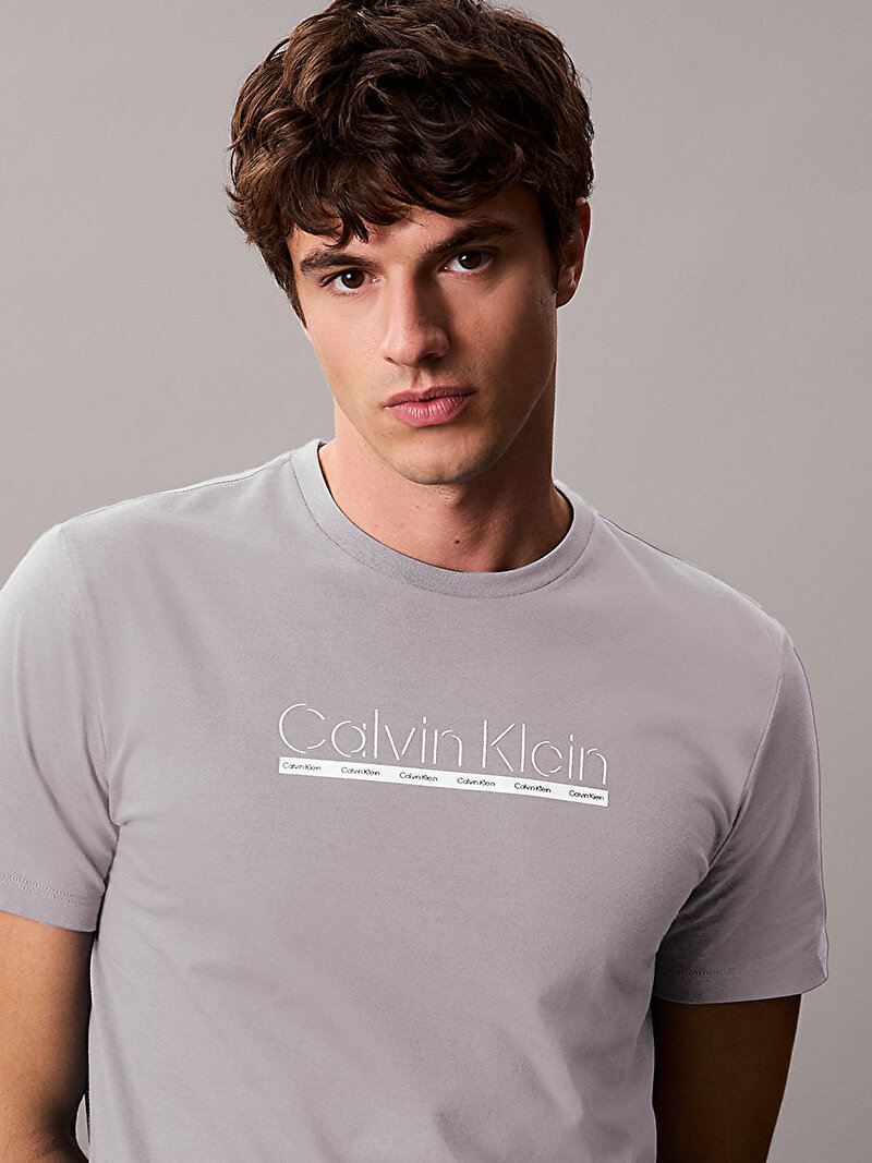 Calvin Klein Gri Renkli Erkek 30s Eu Sp Outline T-shirt