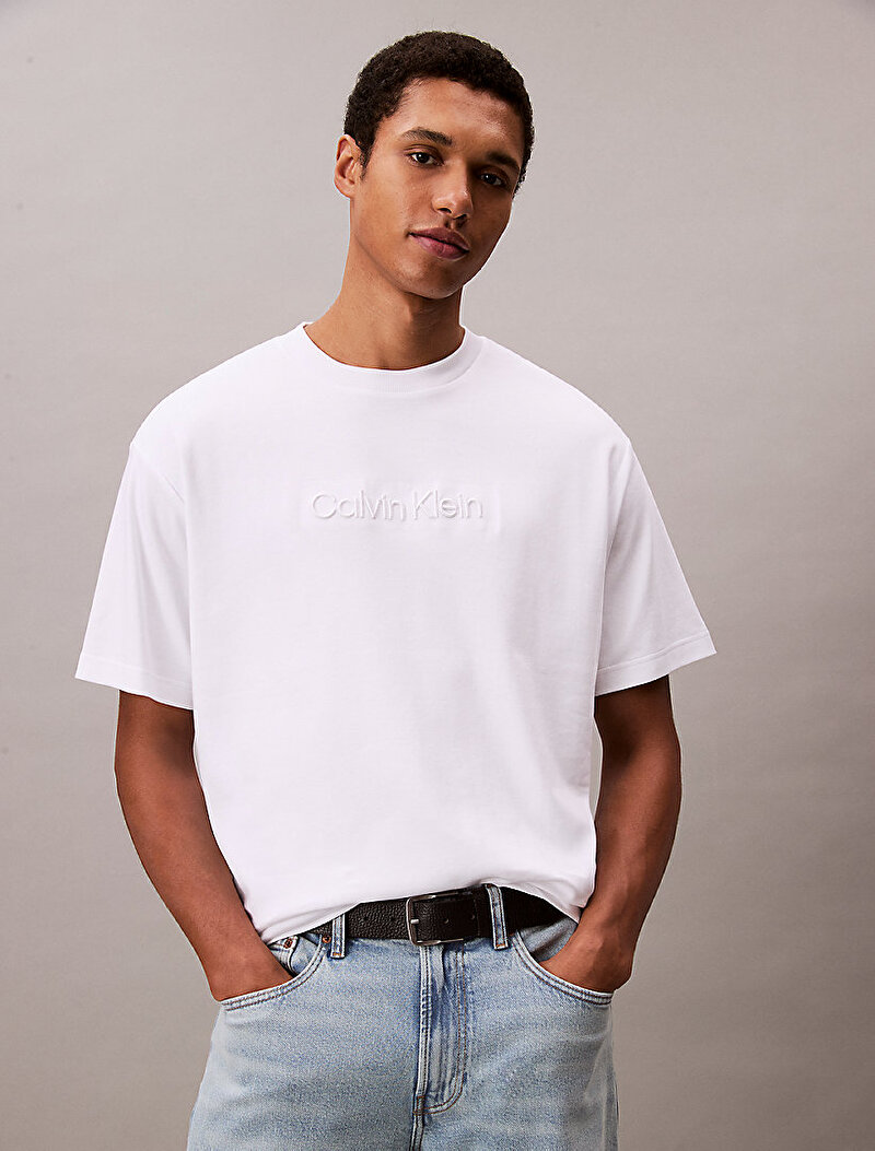 Calvin Klein Beyaz Renkli Erkek Fashion Logo T-shirt