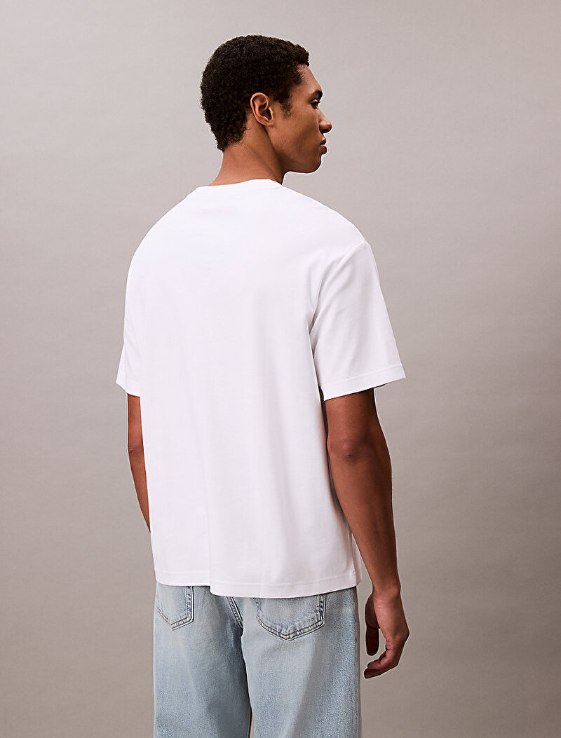 Calvin Klein Beyaz Renkli Erkek Fashion Logo T-shirt
