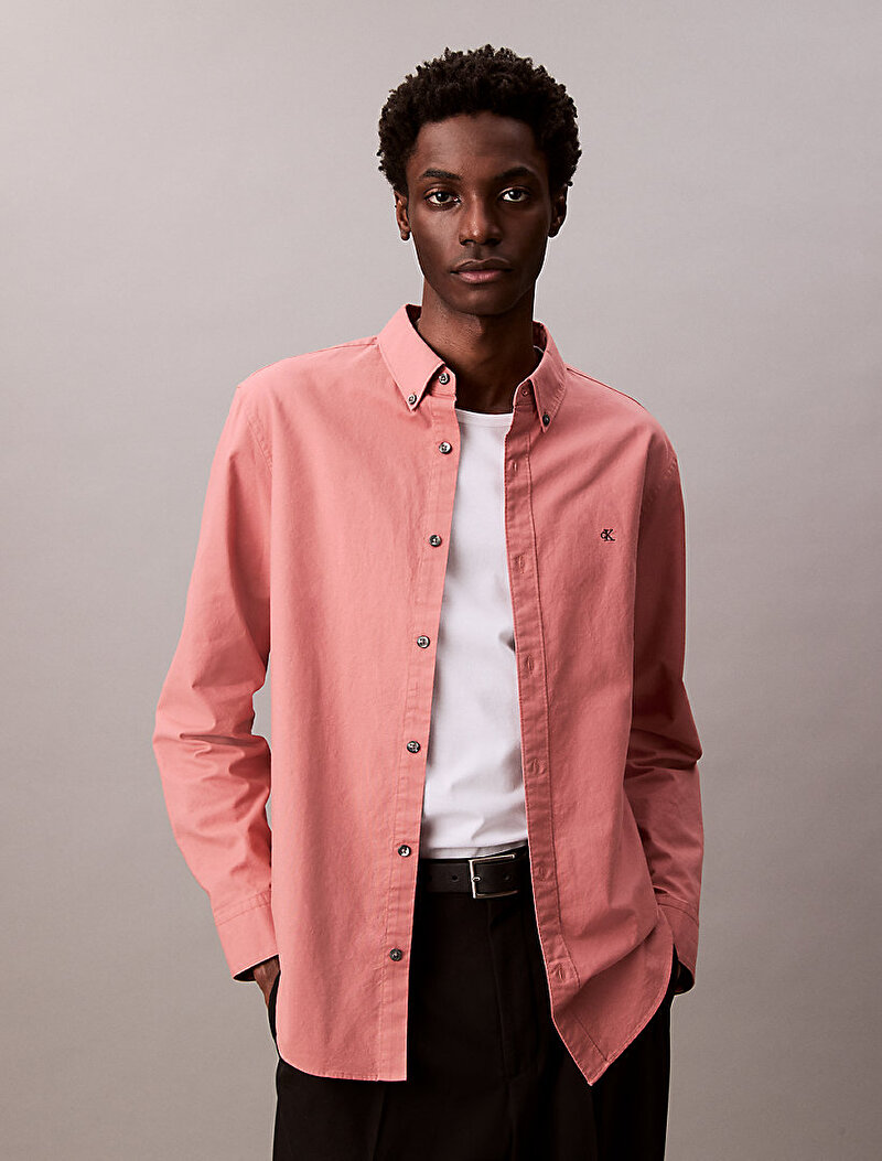 Calvin Klein Pembe Renkli Erkek Solid Oxford Gömlek