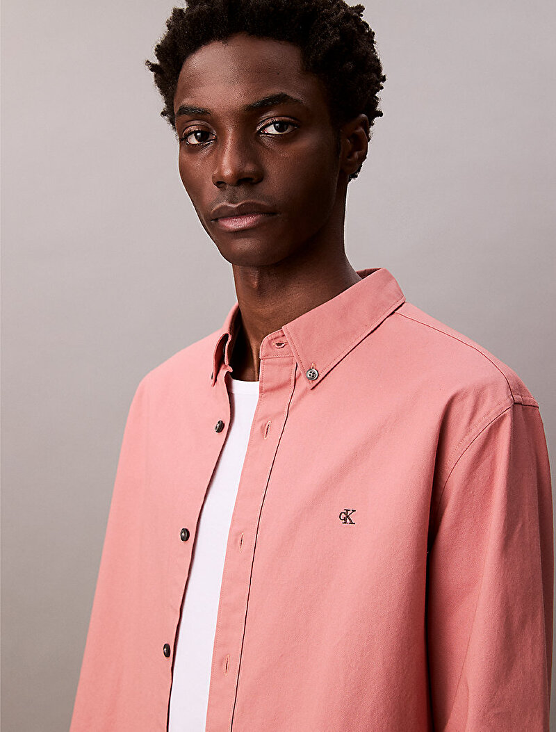 Calvin Klein Pembe Renkli Erkek Solid Oxford Gömlek