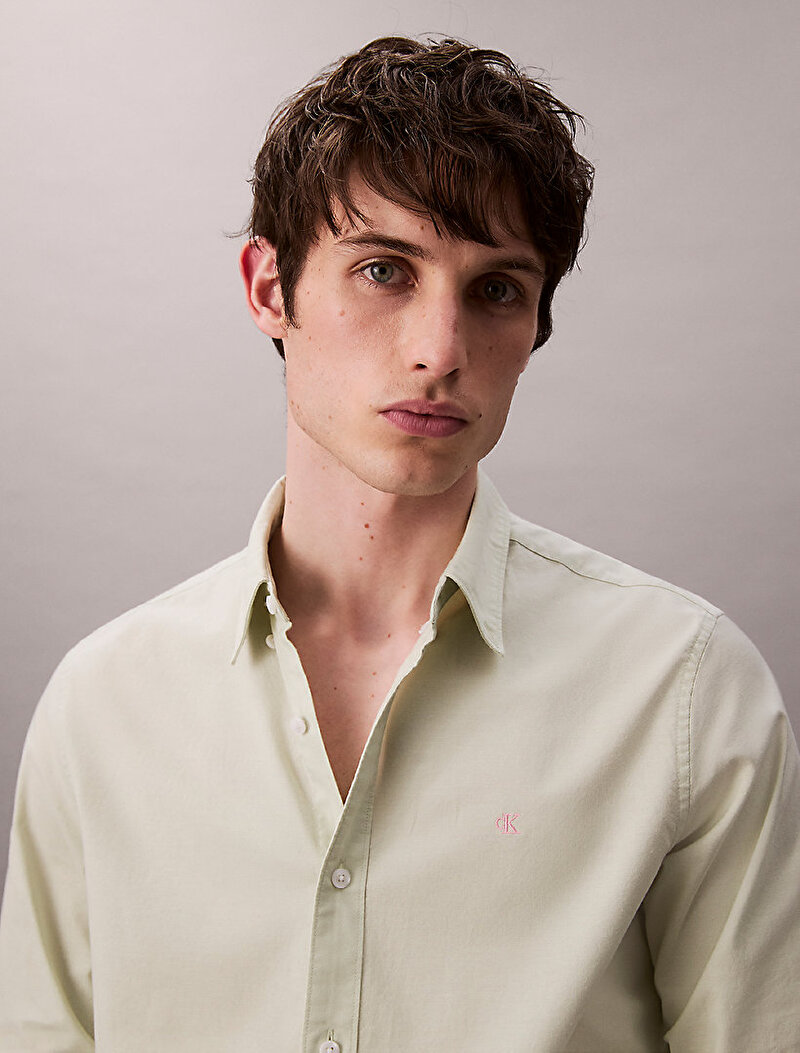 Calvin Klein Yeşil Renkli Erkek Solid Oxford Gömlek