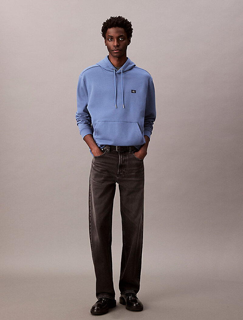 Calvin Klein Mavi Renkli Erkek Badge 350 Terry Sweatshirt