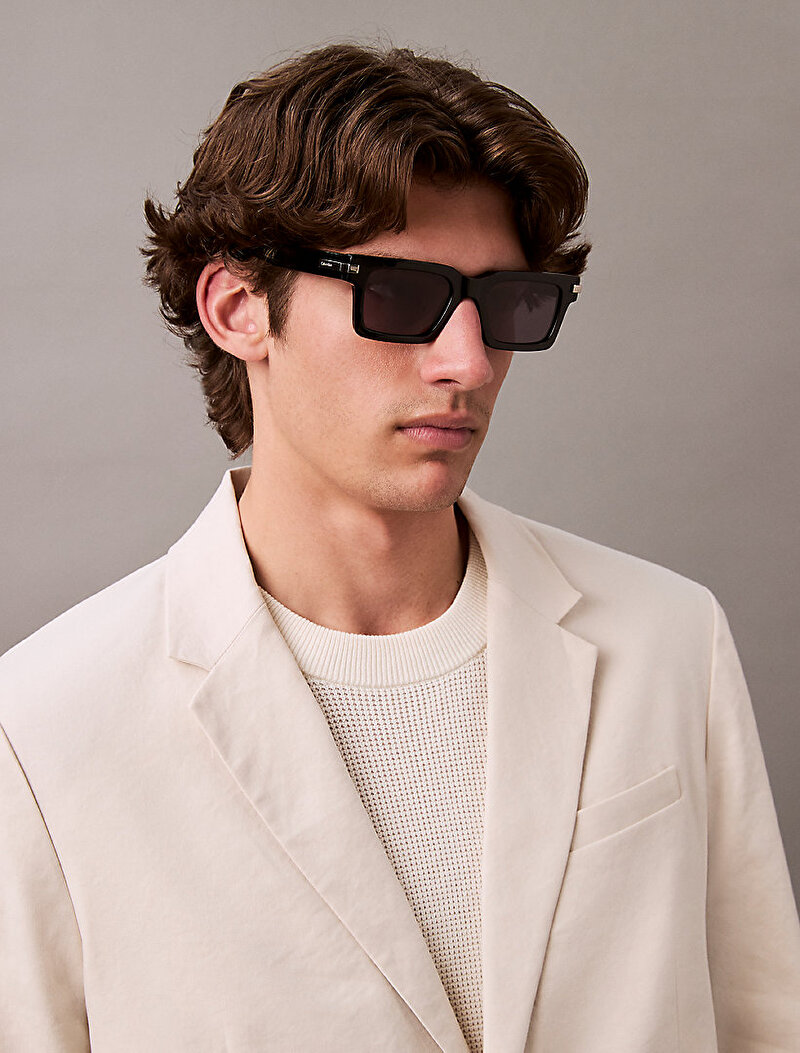 Calvin Klein Siyah Renkli Unisex Rectangle Güneş Gözlüğü