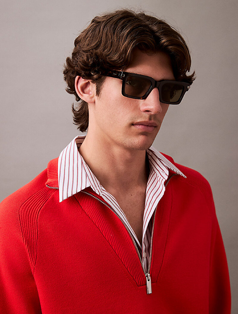 Calvin Klein Siyah Renkli Unisex Rectangle Güneş Gözlüğü