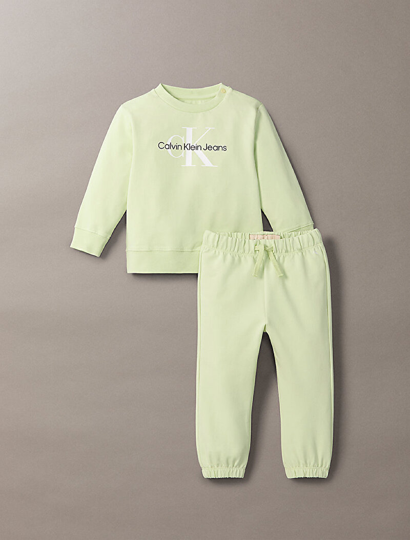 Calvin Klein Yeşil Renkli Bebek Monogram Eşofman Takım