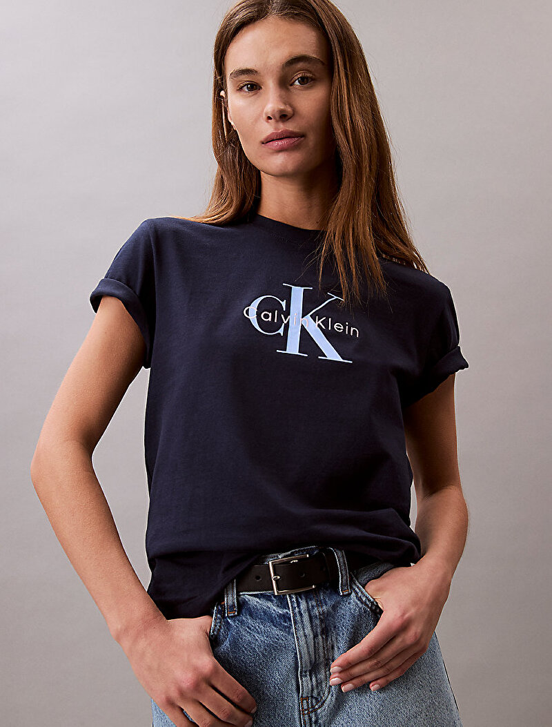 Calvin Klein Lacivert Renkli Kadın Hero Classic Mono T-shirt