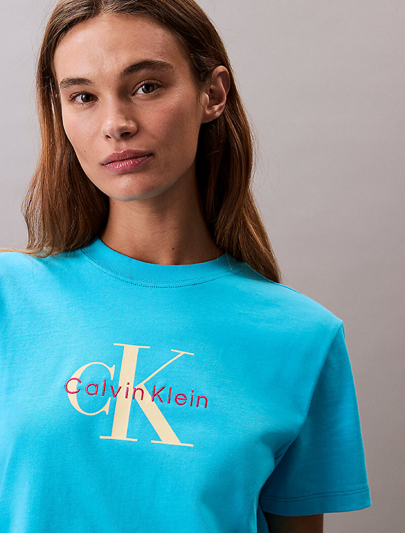 Calvin Klein Mavi Renkli Kadın Hero Classic Mono T-shirt