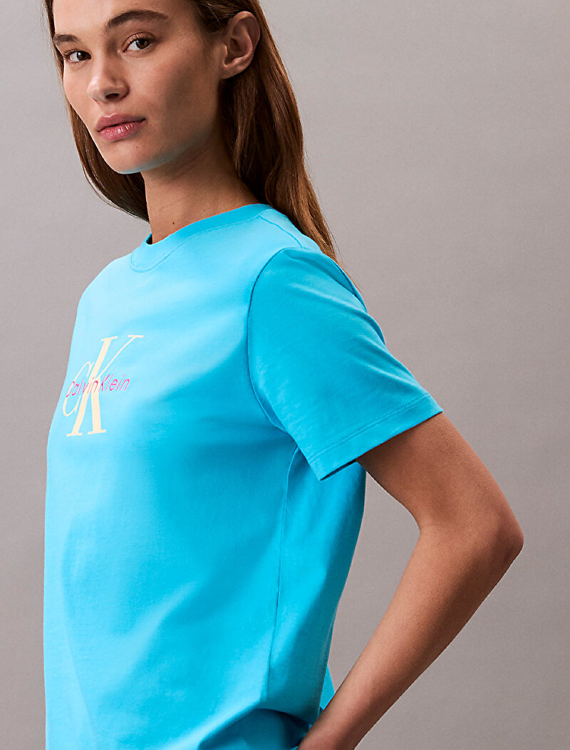 Calvin Klein Mavi Renkli Kadın Hero Classic Mono T-shirt