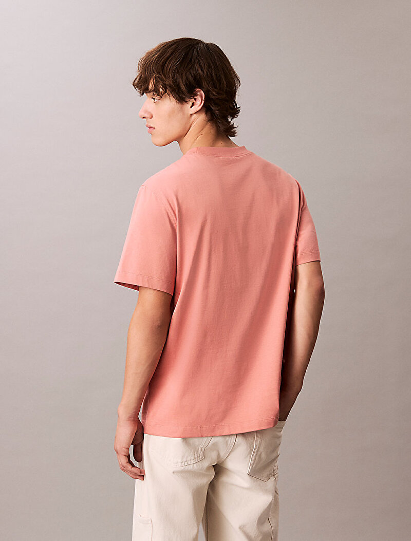 Calvin Klein Pembe Renkli Erkek Left Chest Chain T-shirt