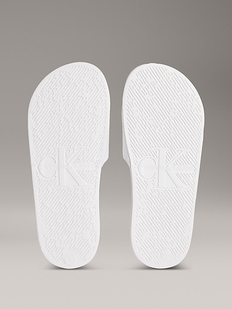 Calvin Klein Beyaz Renkli Kadın Monogram Plaj Terliği