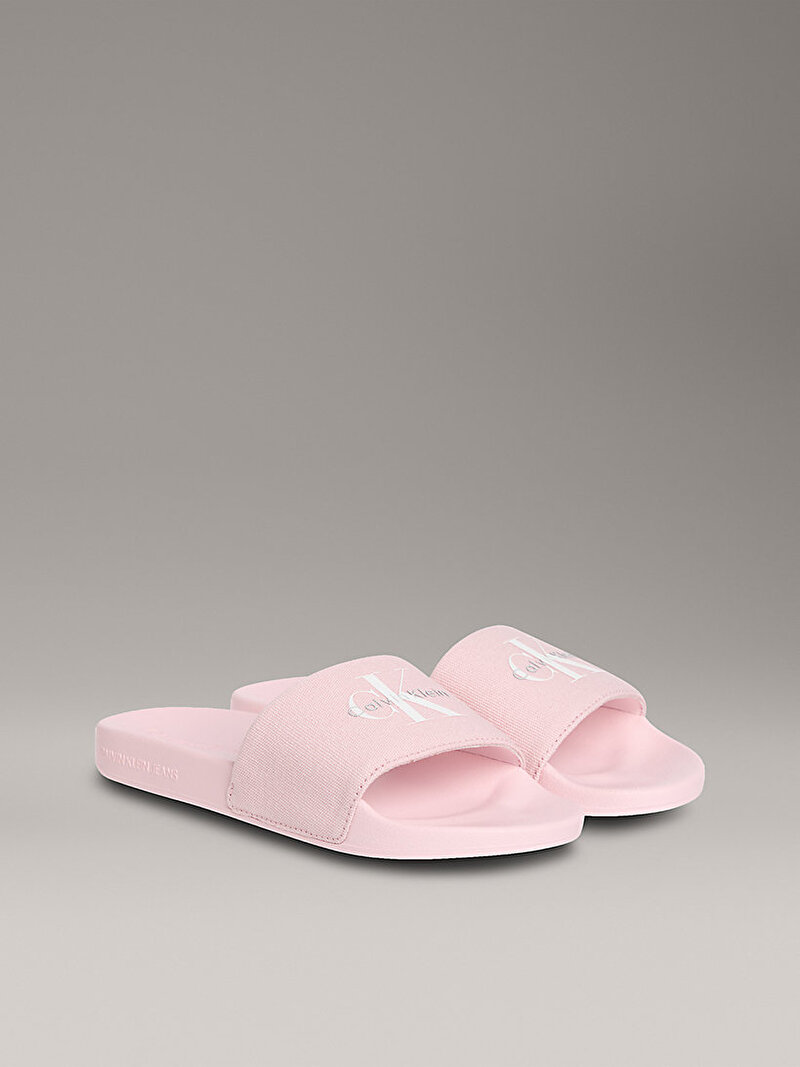 Calvin Klein Pembe Renkli Kadın Monogram Plaj Terliği