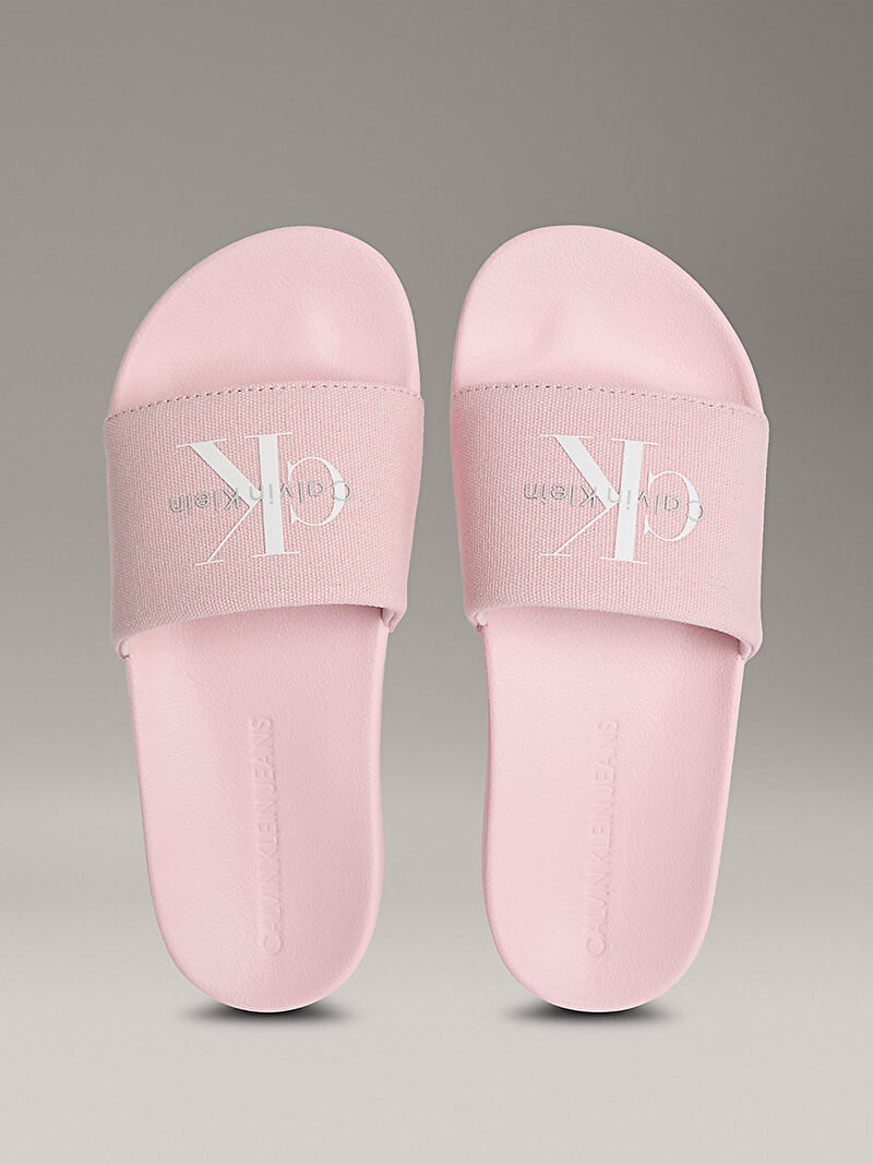 Calvin Klein Pembe Renkli Kadın Monogram Plaj Terliği