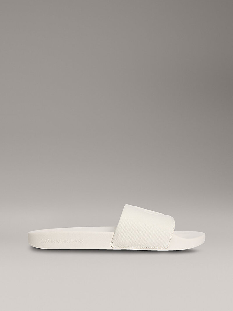 Calvin Klein Beyaz Renkli Erkek Mono Plaj Terliği