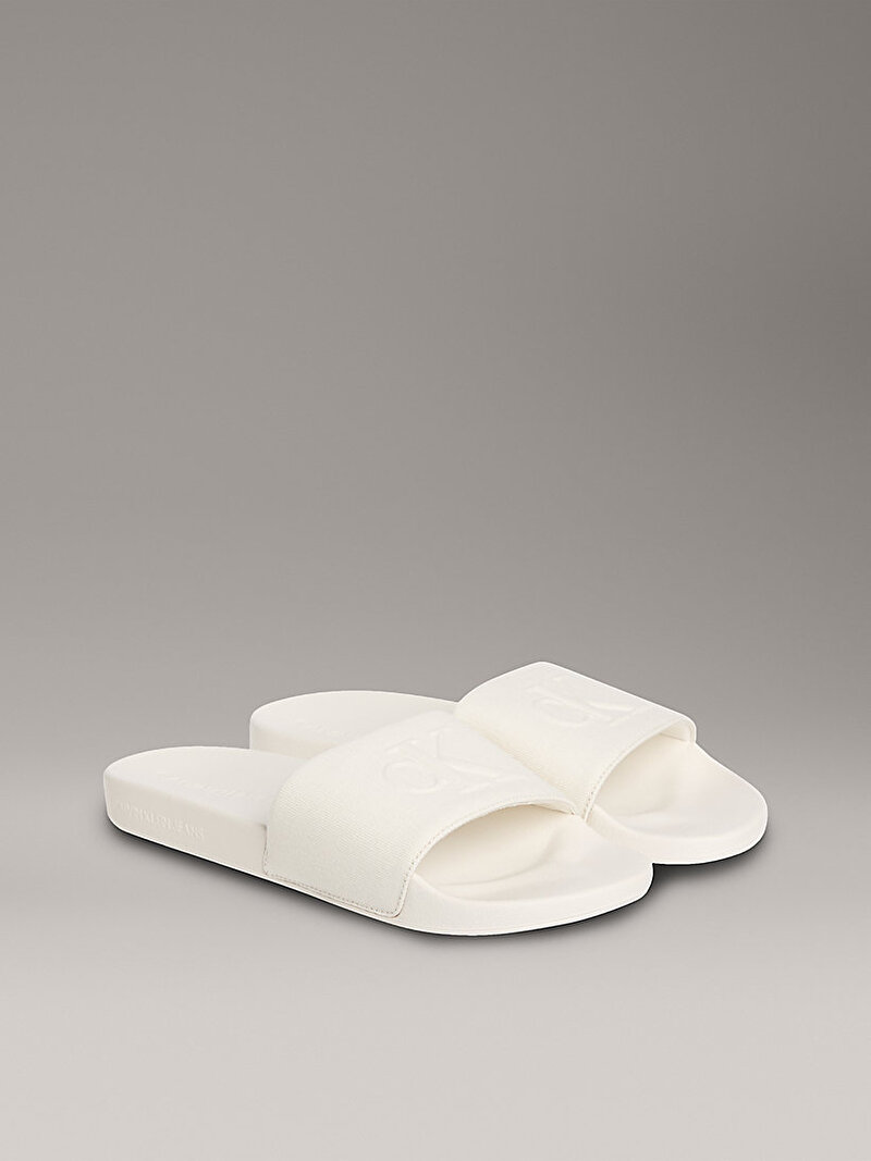 Calvin Klein Beyaz Renkli Erkek Mono Plaj Terliği