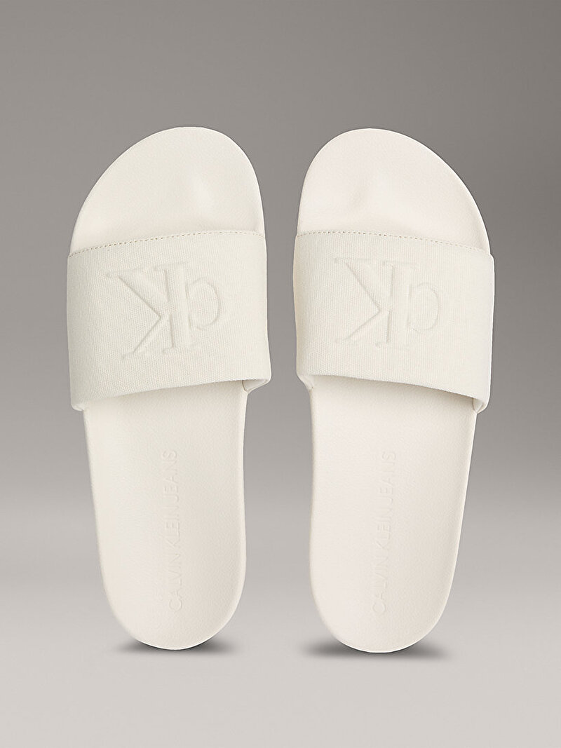 Calvin Klein Beyaz Renkli Erkek Mono Plaj Terliği