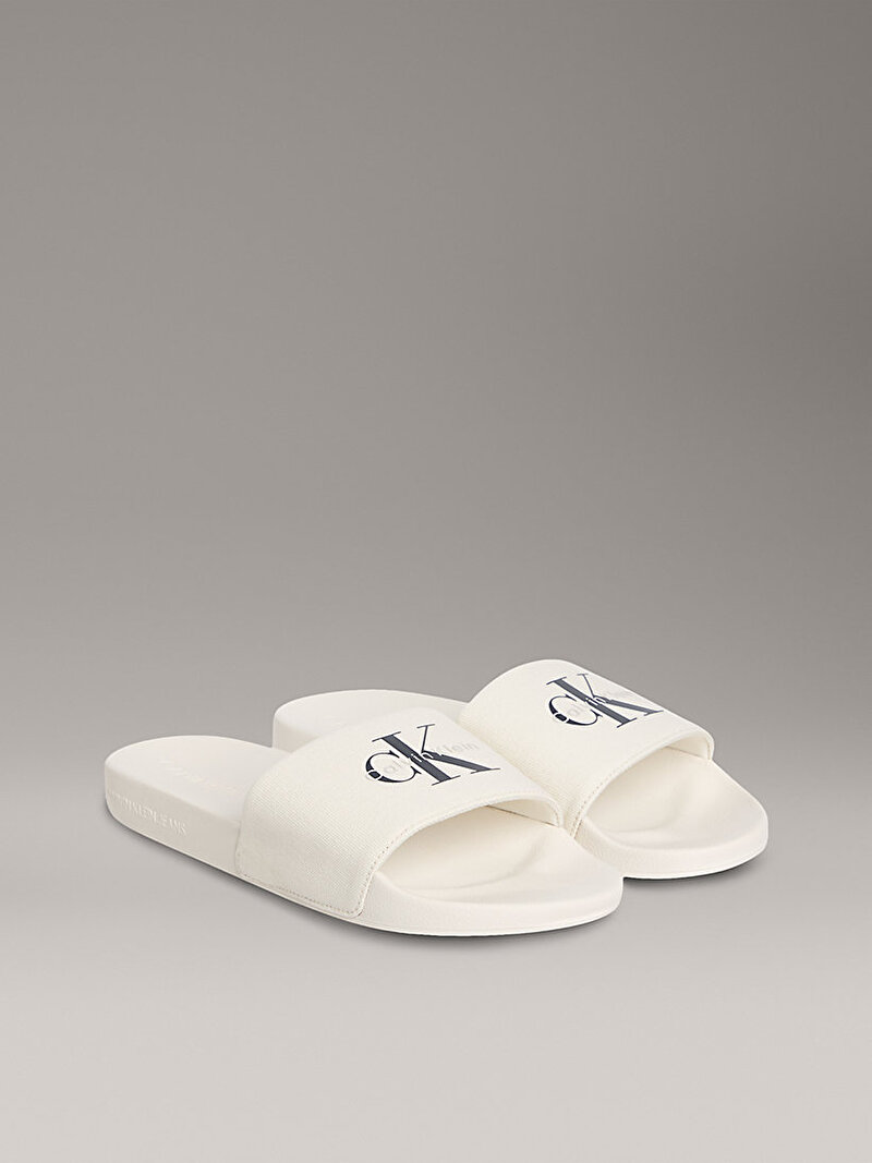 Calvin Klein Beyaz Renkli Erkek Monologo Plaj Terliği