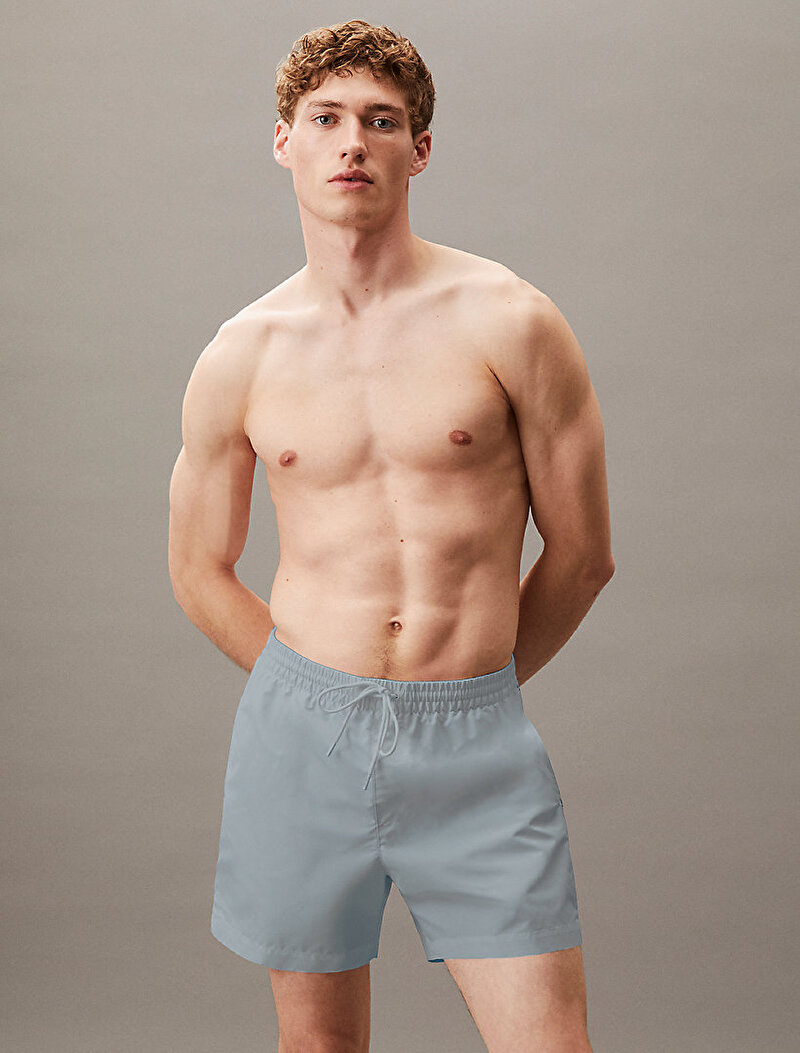 Calvin Klein Gri Renkli Erkek Drawstring Deniz Şortu