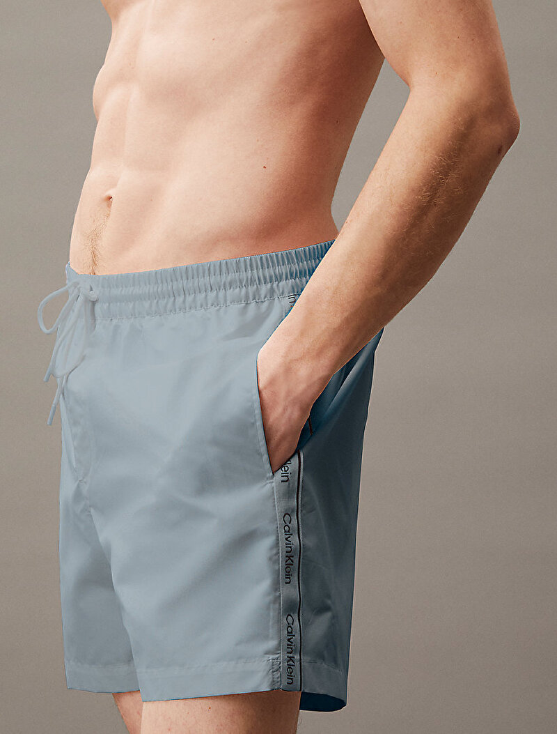 Calvin Klein Gri Renkli Erkek Drawstring Deniz Şortu