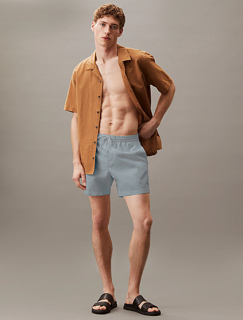 Calvin Klein Gri Renkli Erkek Drawstring Deniz Şortu