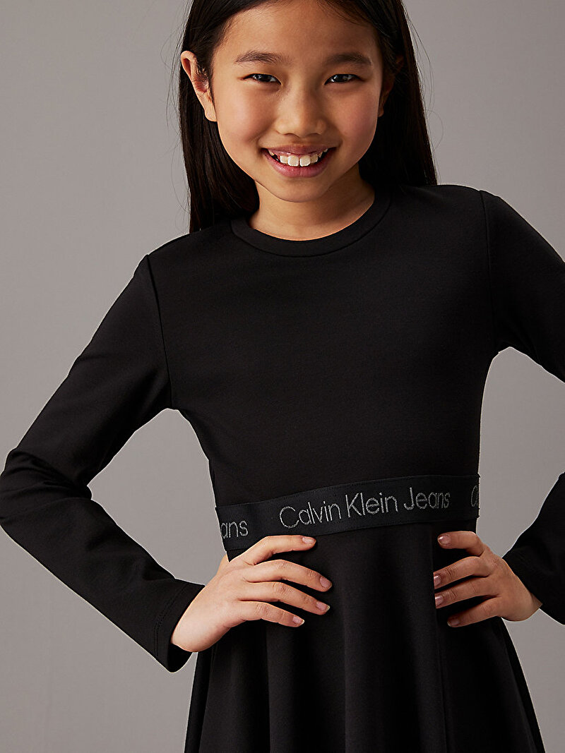 Calvin Klein Siyah Renkli Kız Çocuk Logo Tape Punto Elbise
