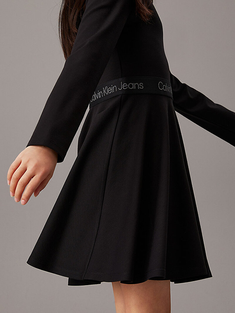 Calvin Klein Siyah Renkli Kız Çocuk Logo Tape Punto Elbise