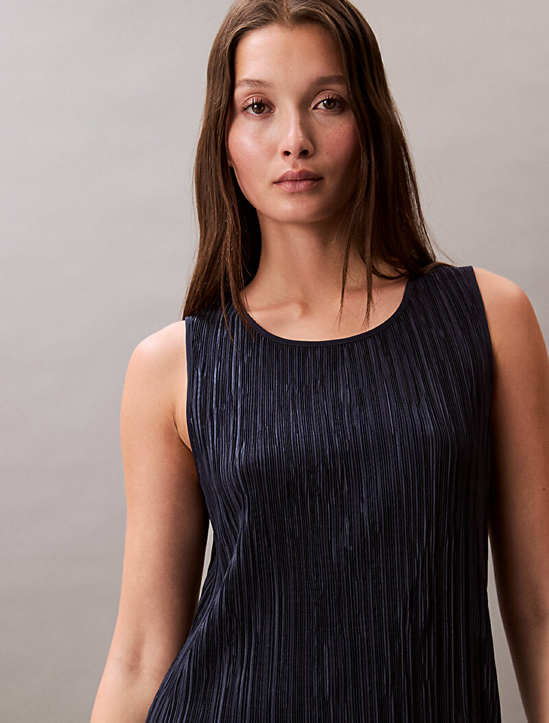 Calvin Klein Lacivert Renkli Kadın Plisse Midi Elbise