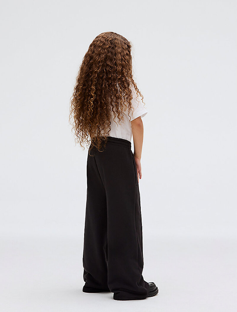 Calvin Klein Siyah Renkli Kız Çocuk CK Logo Wide Leg Eşofman Altı