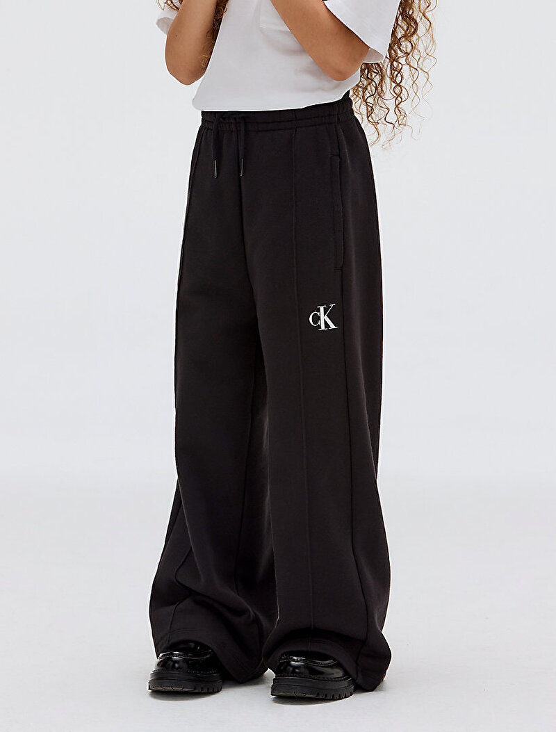Calvin Klein Siyah Renkli Kız Çocuk CK Logo Wide Leg Eşofman Altı