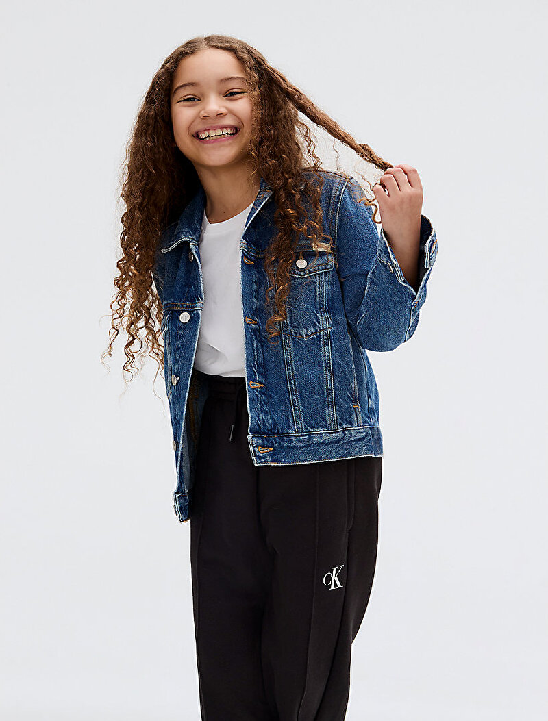 Calvin Klein Siyah Renkli Kız Çocuk CK Logo Wide Leg Eşofman Altı