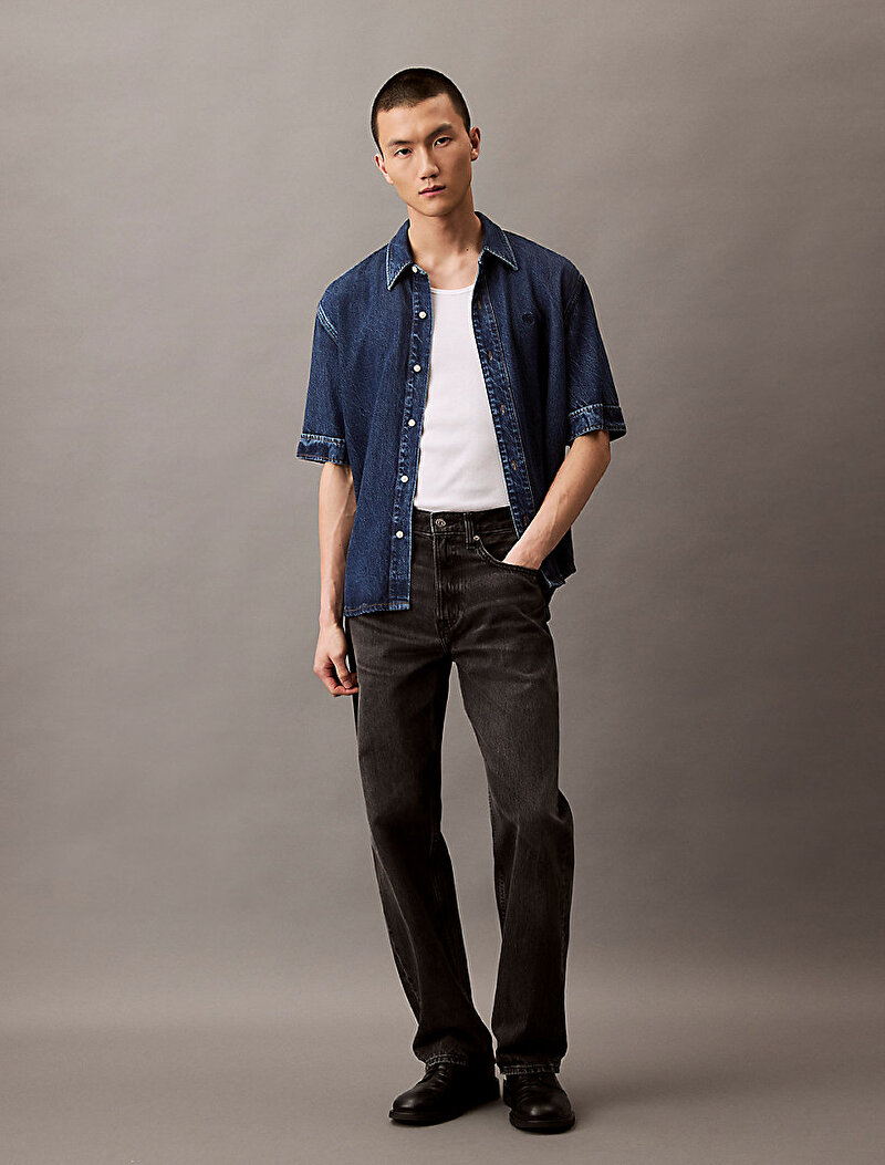 Calvin Klein Lacivert Renkli Erkek Dark Eclipse Tencel Gömlek