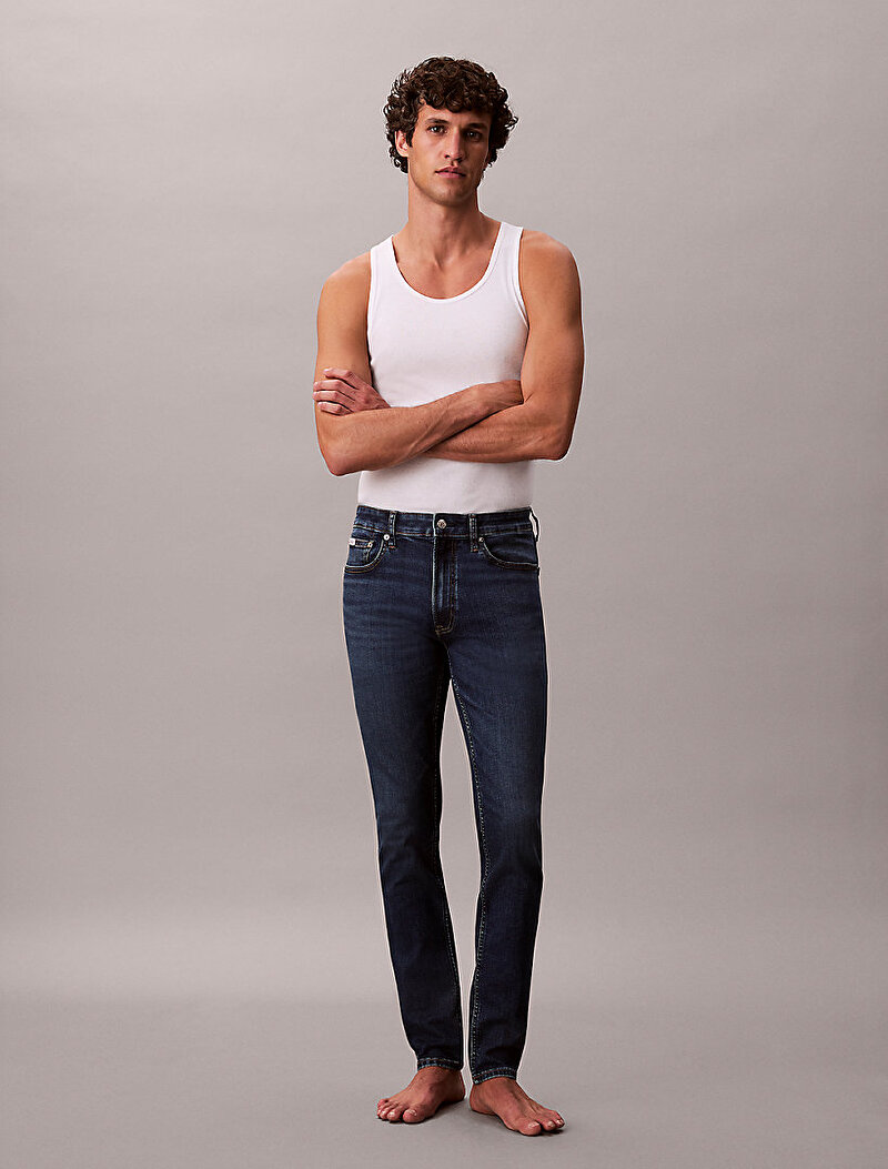 Calvin Klein Lacivert Renkli Erkek Skinny Oil Slick Jean Pantolon