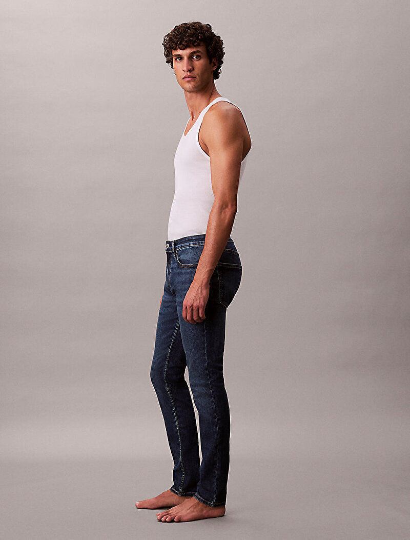 Calvin Klein Lacivert Renkli Erkek Skinny Oil Slick Jean Pantolon