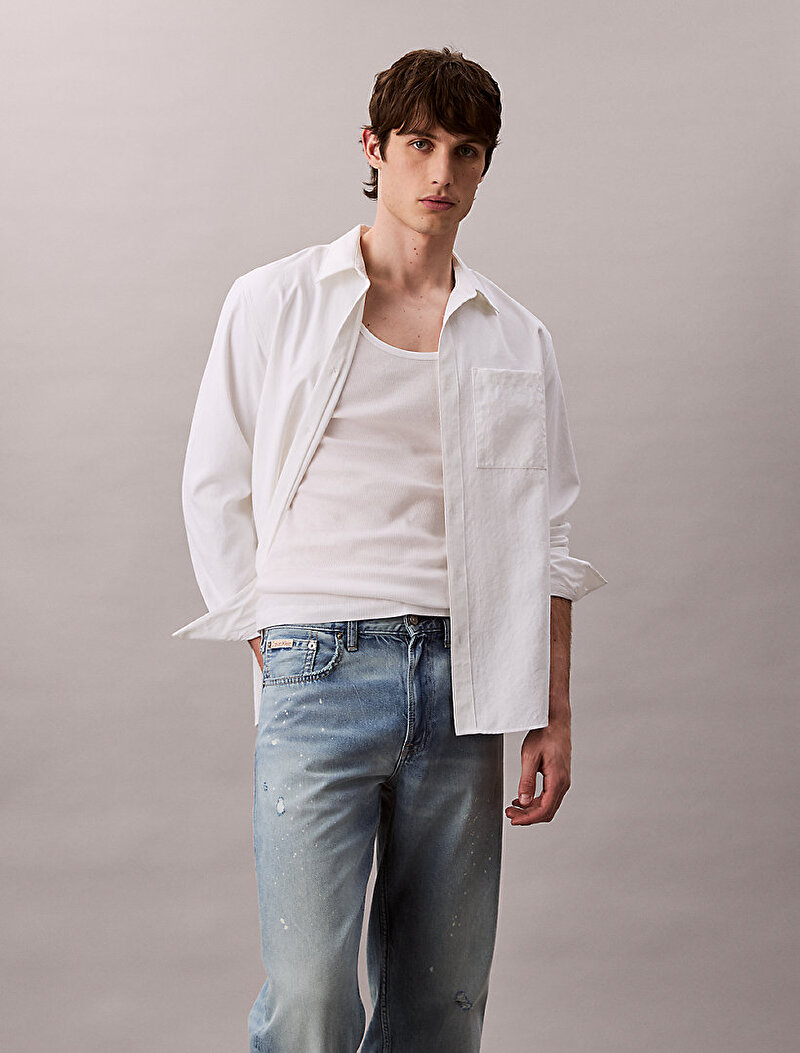 Calvin Klein Mavi Renkli Erkek 90s Straight Longstand Jean Pantolon