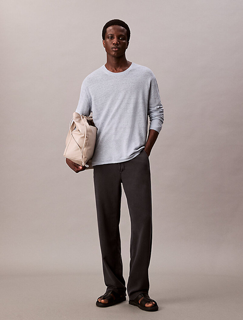 Calvin Klein Gri Renkli Erkek Double Layer Kazak