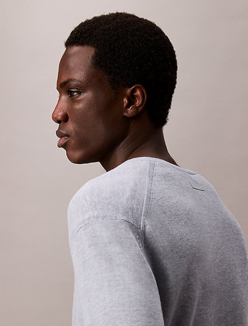 Calvin Klein Gri Renkli Erkek Double Layer Kazak