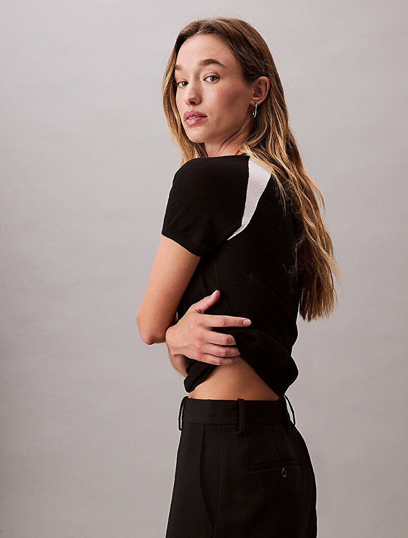 Calvin Klein Siyah Renkli Kadın Liquid Shine Sculpt Kazak