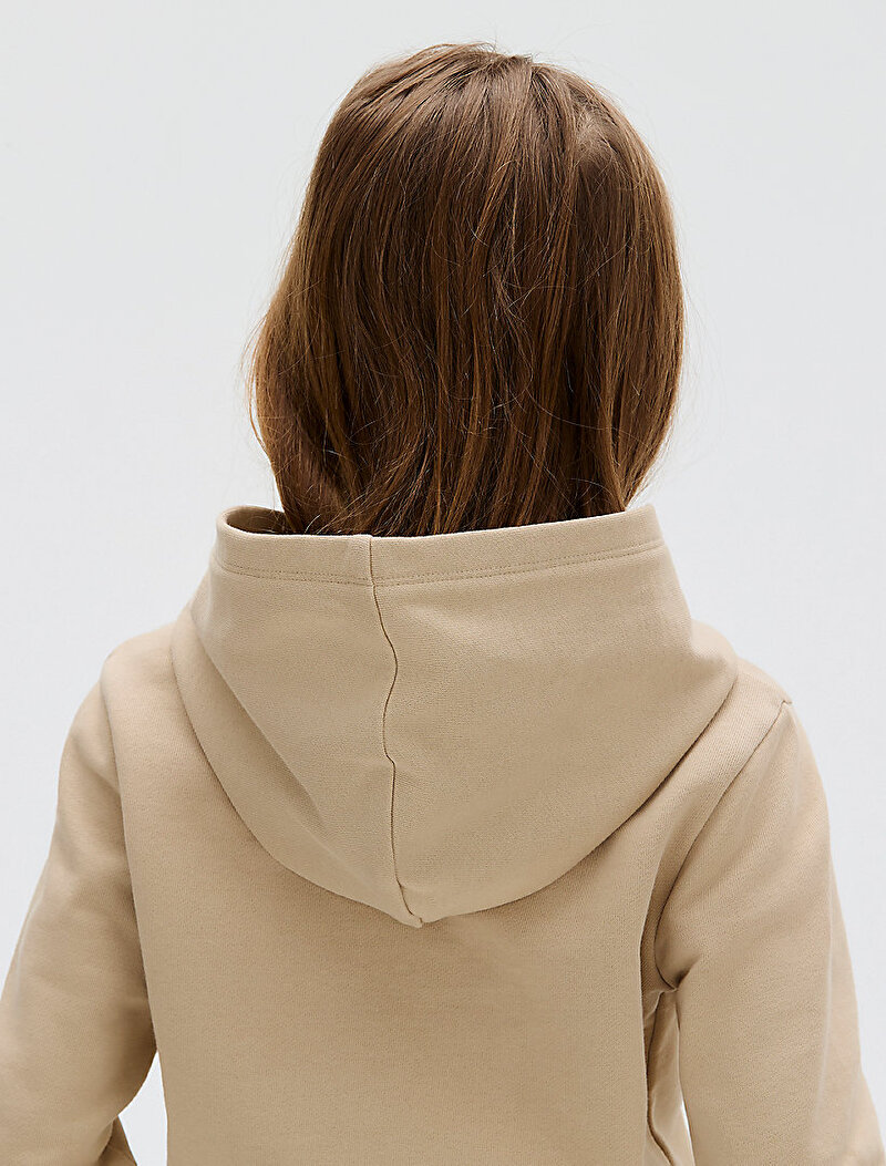 Calvin Klein Bej Renkli Erkek Çocuk Crest Logo Terry Hoodie