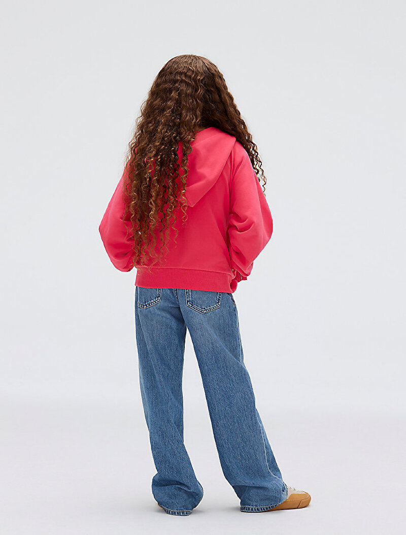 Calvin Klein Pembe Renkli Kız Çocuk Terry Zip Up Hoodie