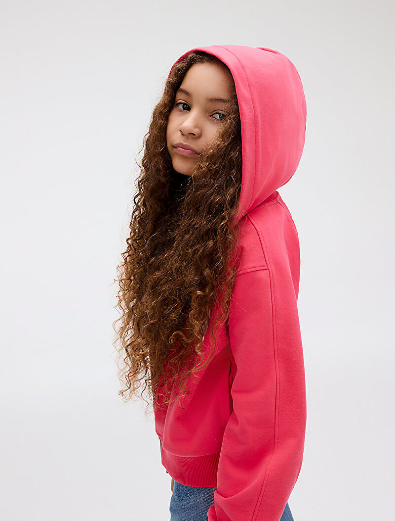 Calvin Klein Pembe Renkli Kız Çocuk Terry Zip Up Hoodie
