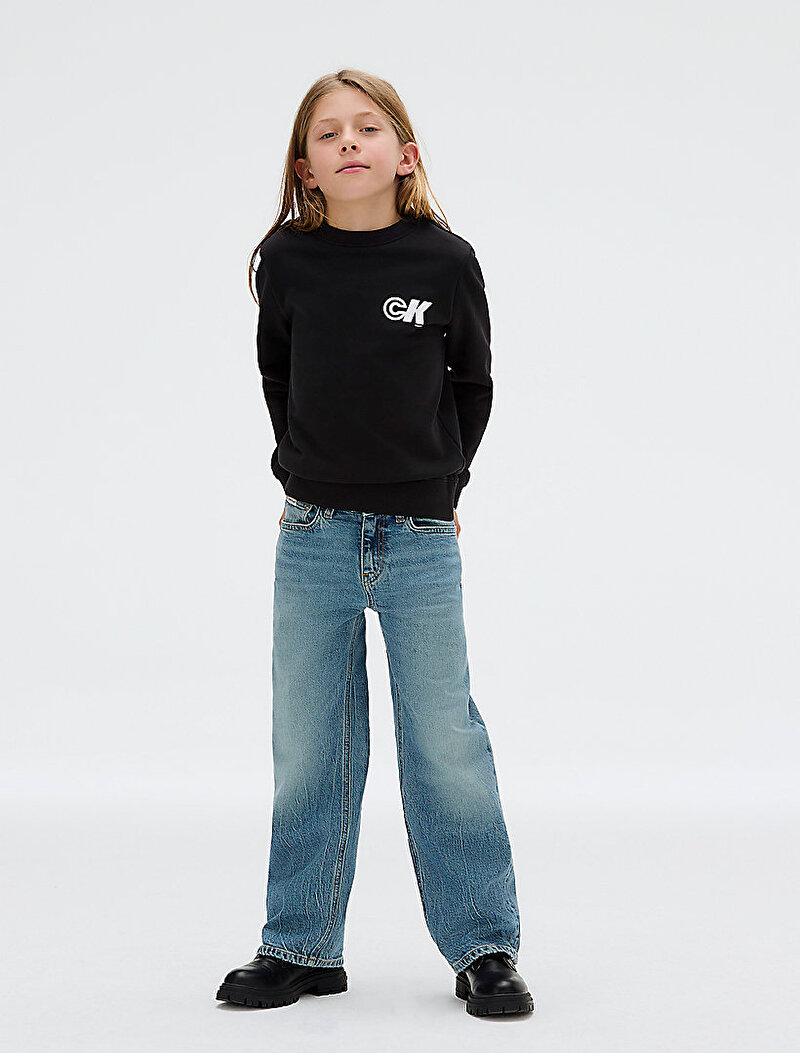 Calvin Klein Siyah Renkli Erkek Çocuk Seasonal CK Terry Sweatshirt