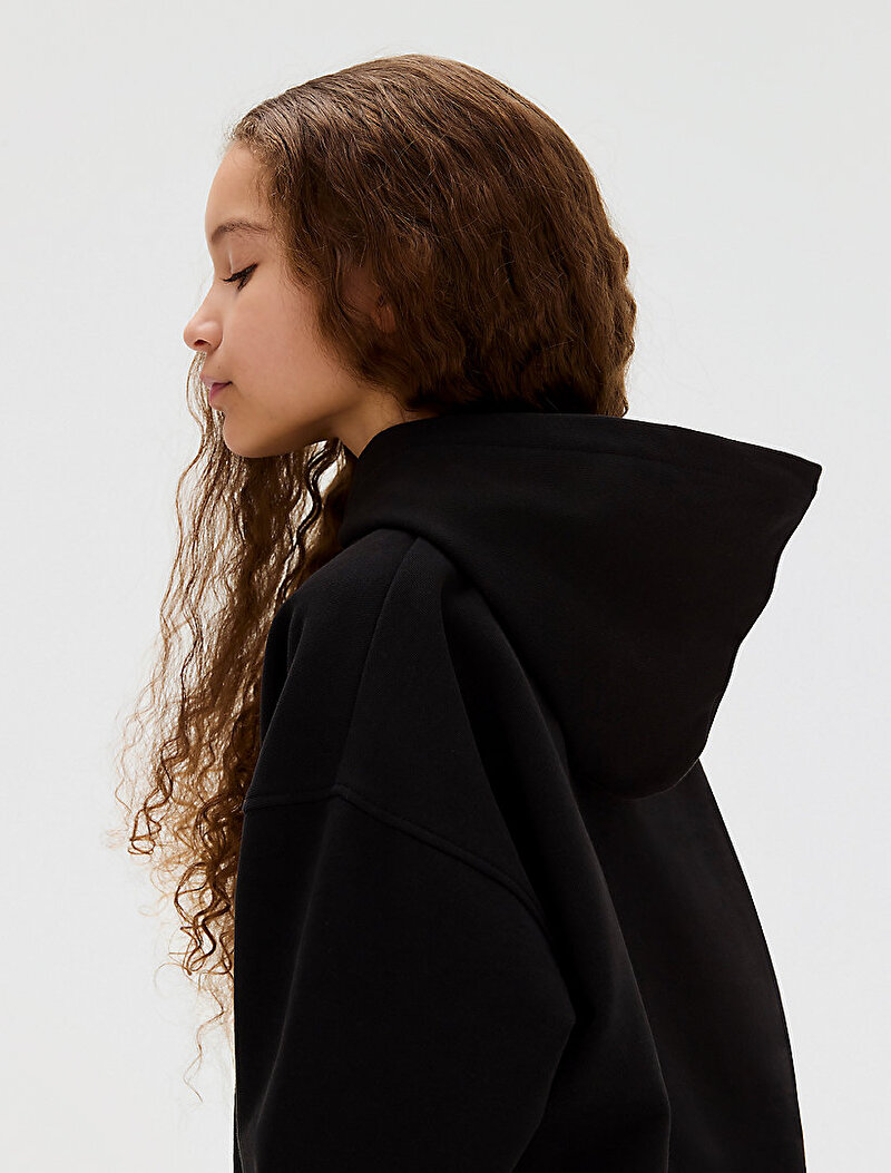 Calvin Klein Siyah Renkli Kız Çocuk Pearl Signature Terry Sweatshirt