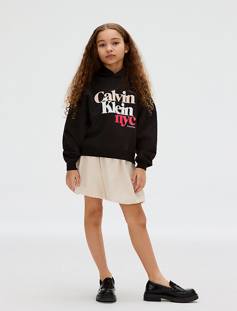 Calvin Klein Siyah Renkli Kız Çocuk Pearl Signature Terry Sweatshirt