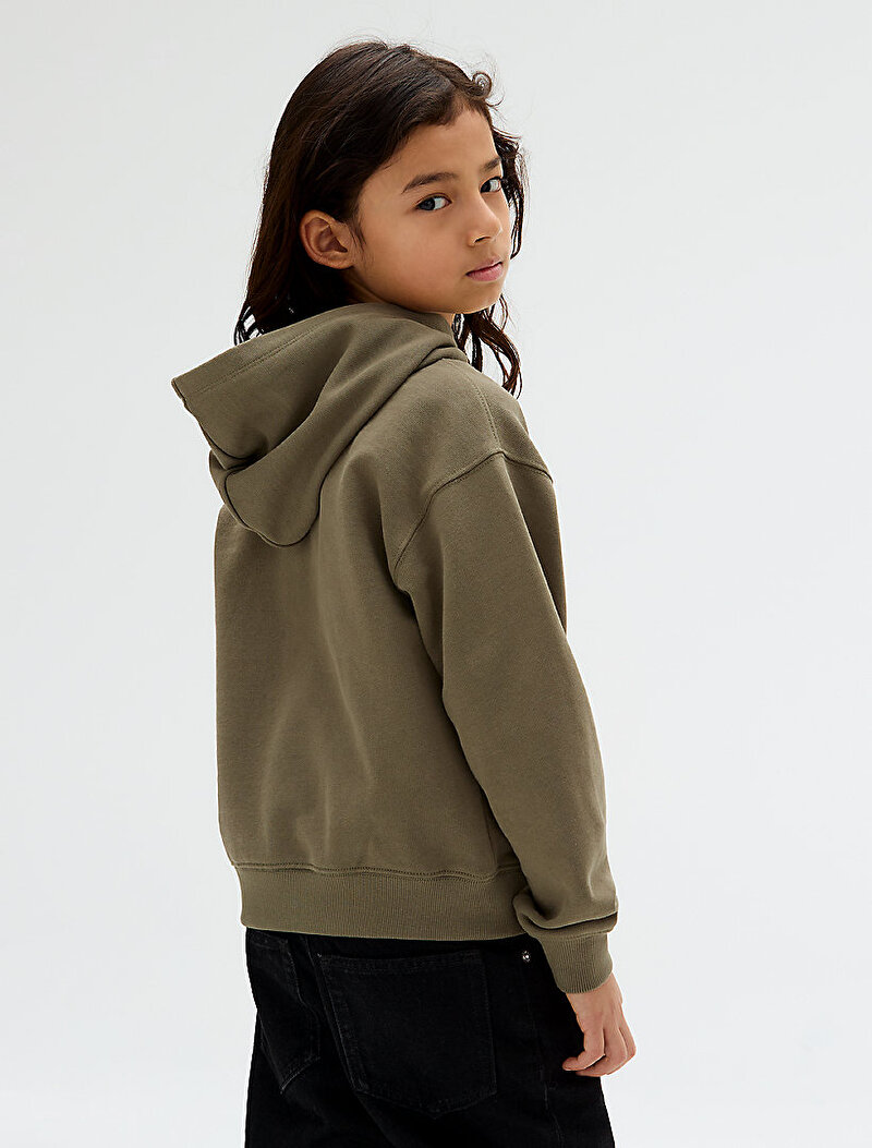 Calvin Klein Yeşil Renkli Erkek Çocuk Neck Embro Logo Sweatshirt