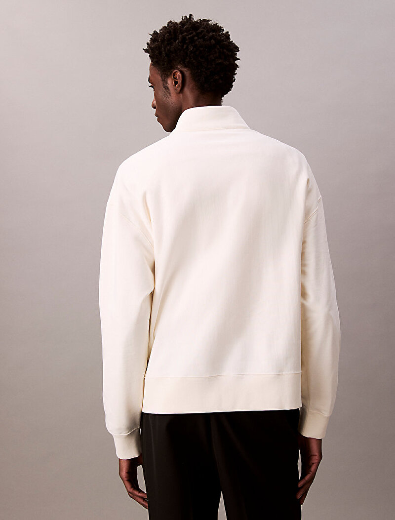 Calvin Klein Beyaz Renkli Erkek Premium Terry Chain Sweatshirt