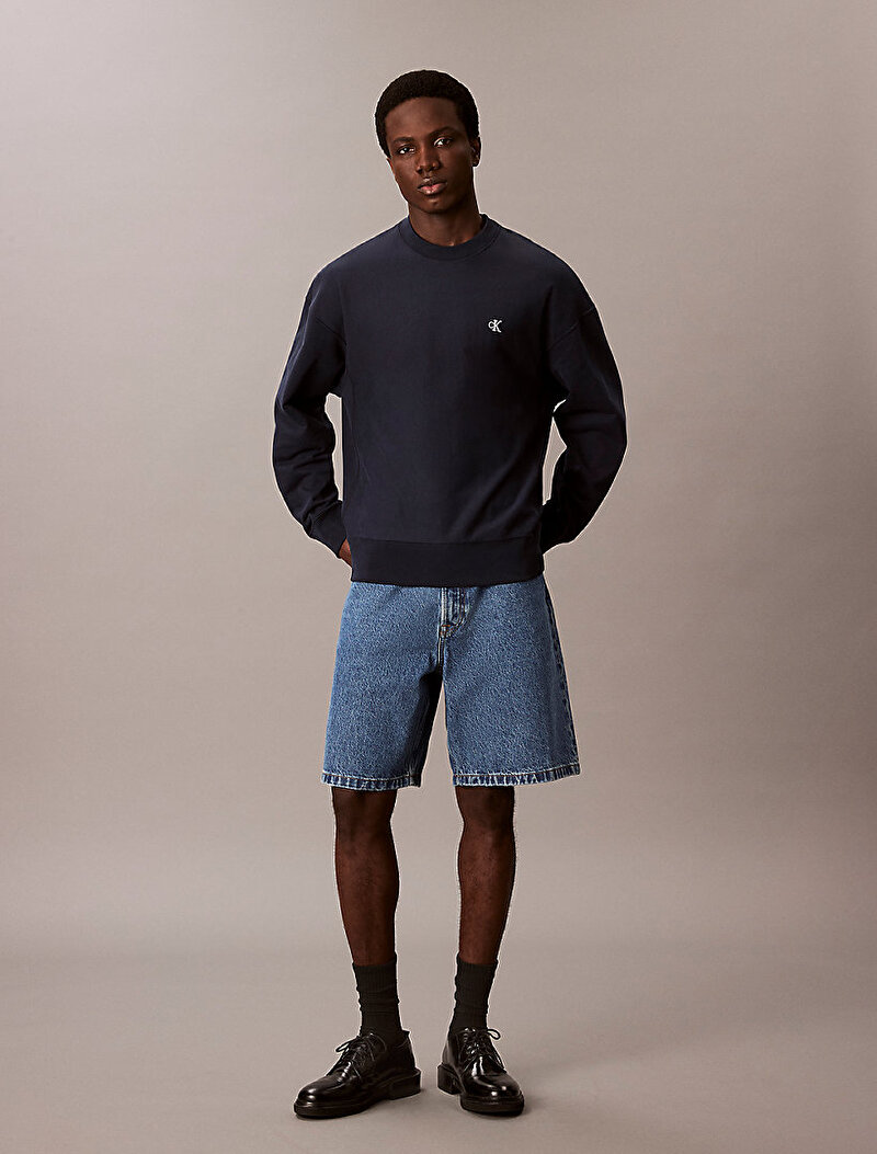 Calvin Klein Lacivert Renkli Erkek Premium Terry Monogram Sweatshirt
