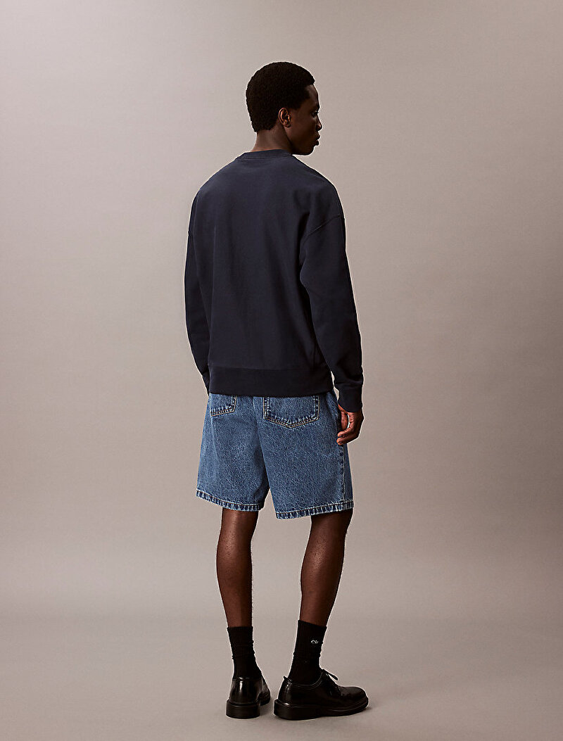 Calvin Klein Lacivert Renkli Erkek Premium Terry Monogram Sweatshirt