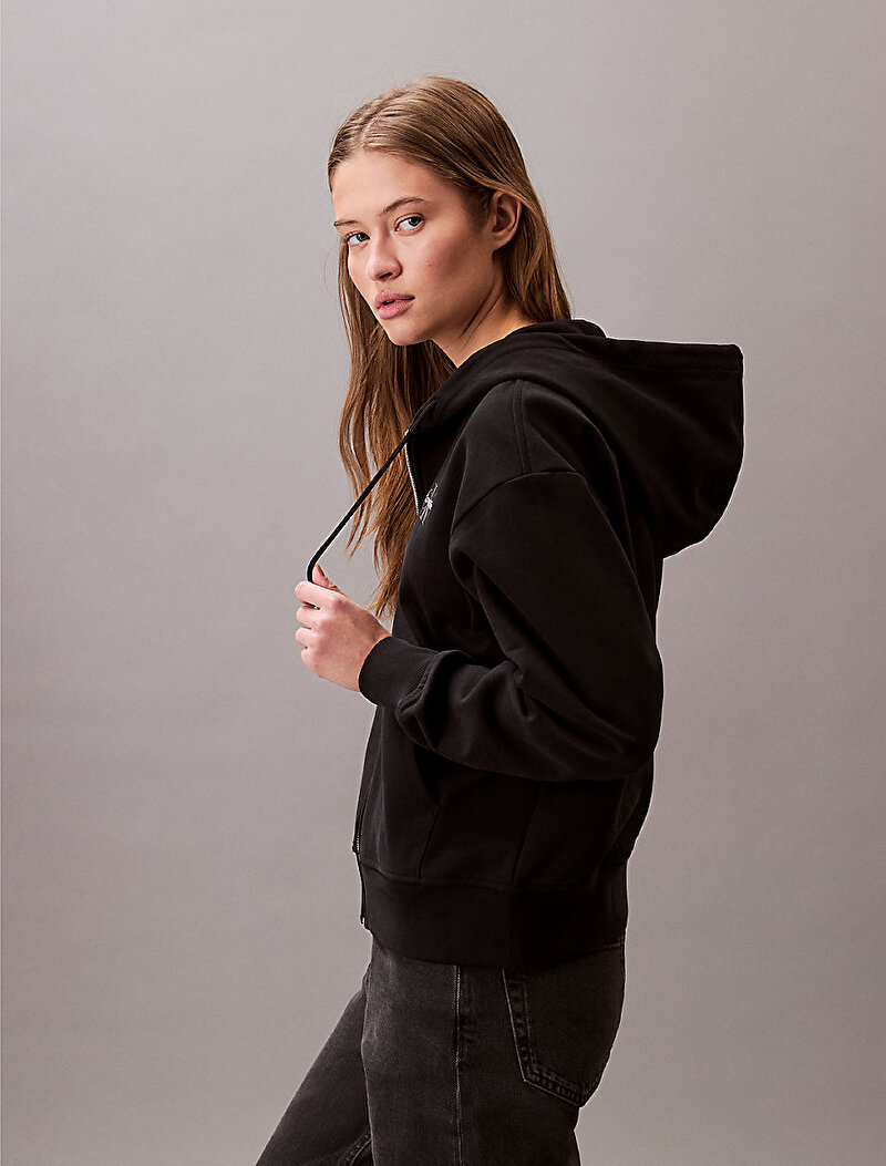 Calvin Klein Siyah Renkli Kadın Monologo French Terry Sweatshirt