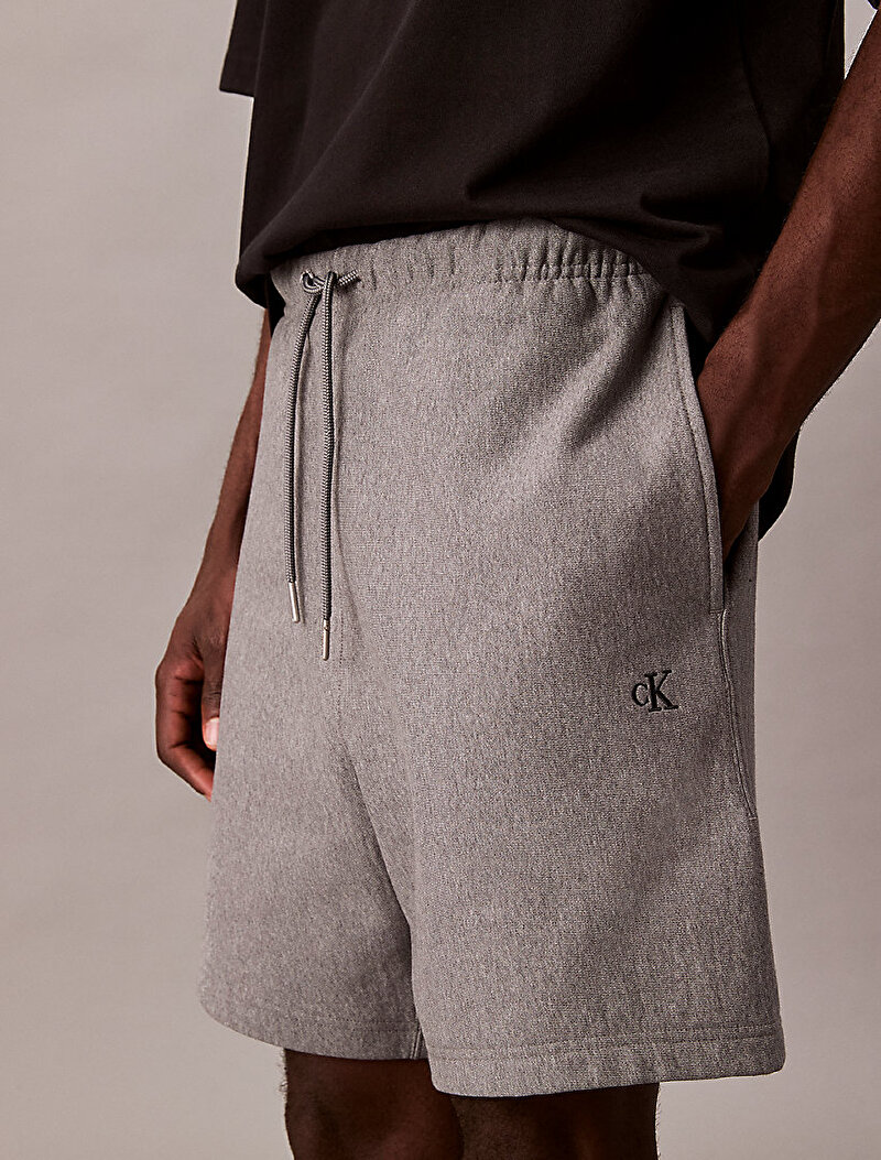 Calvin Klein Gri Renkli Erkek Premium Terry Monogram Şort