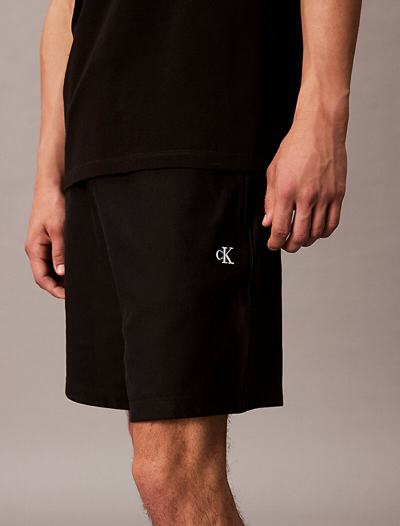 Calvin Klein Siyah Renkli Erkek Premium Terry Monogram Şort